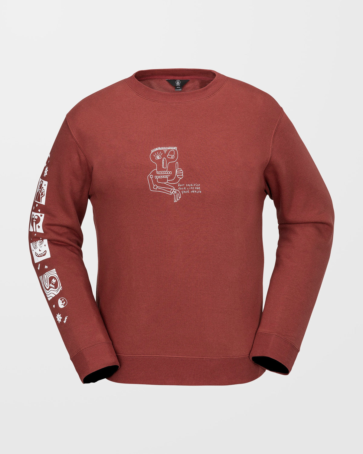 Volcom Essential Crew tröja rödbrun, produkten från en annan vinkel