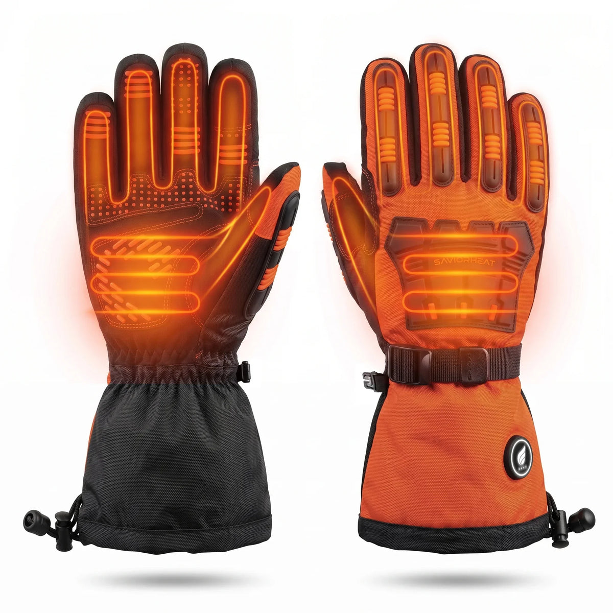 Savior Heat Heavy-Duty Work värmehandskar hook-and-loop safety orange, produkten från en annan vinkel 1