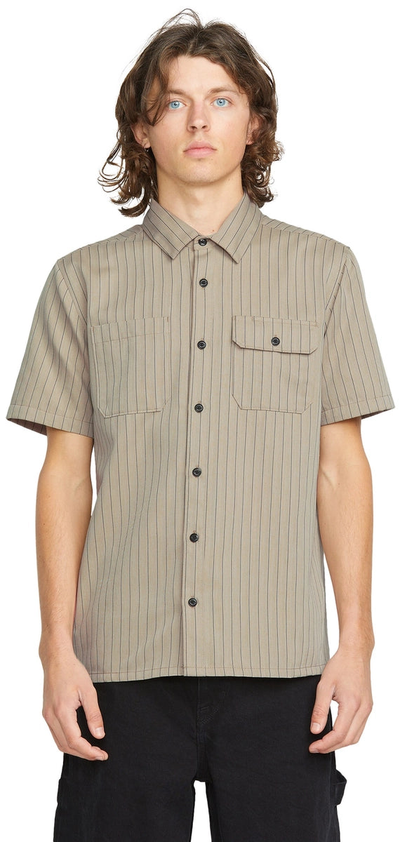Volcom Trade Stone SS skjorta ljus khaki, produkten från en annan vinkel 1