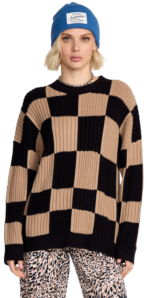 Volcom Tripnotic Sweater stickad tröja svart kombination, produkten från en annan vinkel 1
